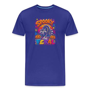 Halloween Chat Sauvage Effrayant - T-shirt bio Premium Homme - bleu roi - Devant - Damien (186cm)