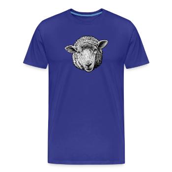 Portrait de mouton en toile noire et blanche - T-shirt bio Premium Homme - bleu roi - Devant - Damien (186cm)