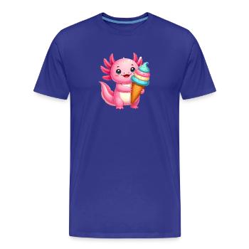 Rosa Kawaii-Axolotl mit buntem Eis – Zuckersüß - Männer Premium Bio T-Shirt - Königsblau - Vorne - Damien (186cm)
