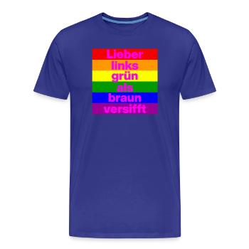 ICH BIN GERNE LINKS GRÜN VERSIFFT, NO NZS, FRIEDEN - Männer Premium Bio T-Shirt - Königsblau - Vorne - Damien (186cm)
