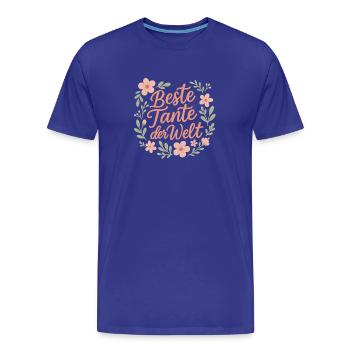 Beste Tante der Welt - Blütenrahmen - Männer Premium Bio T-Shirt - Königsblau - Vorne - Damien (186cm)
