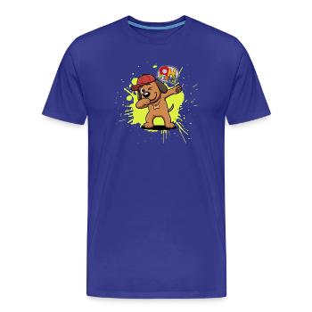 Chien d’art de rue avec un chapeau rouge - T-shirt bio Premium Homme - bleu roi - Devant - Damien (186cm)