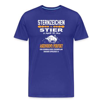 Sternzeichen Stier Ascendent Perfekt - Männer Premium Bio T-Shirt - Königsblau - Vorne - Damien (186cm)