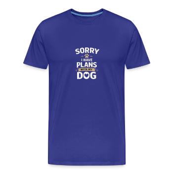 Désolé, j’ai des plans avec mon chien - T-shirt bio Premium Homme - bleu roi - Devant - Damien (186cm)