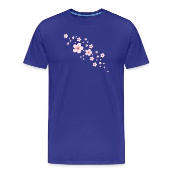 Illustration délicate de fleurs de cerisier - T-shirt bio Premium Homme - bleu roi - Devant - Damien (186cm)