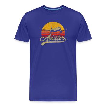 Logo rétro Aviator Sunset - T-shirt bio Premium Homme - bleu roi - Devant - Damien (186cm)