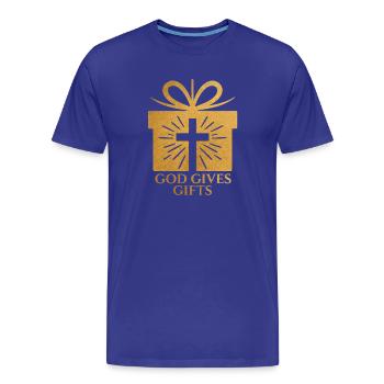 Dieu donne des cadeaux - couleur sable - T-shirt bio Premium Homme - bleu roi - Devant - Damien (186cm)