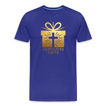 Dieu offre des cadeaux - or - T-shirt bio Premium Homme - bleu roi - Devant - Damien (186cm)