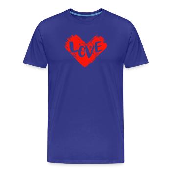 LOVE HEART - Männer Premium Bio T-Shirt - Königsblau - Vorne - Damien (186cm)