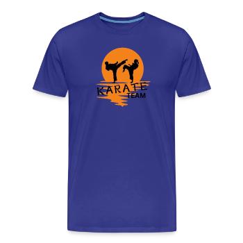 Duo de Karaté Silhouette Lever du Soleil - T-shirt bio Premium Homme - bleu roi - Devant - Damien (186cm)
