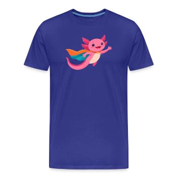 Axolotl Kawaii rose en super-héros volant – mignon - T-shirt bio Premium Homme - bleu roi - Devant - Damien (186cm)