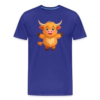 Mignonne vache Highland qui agite – Kawaii Design - T-shirt bio Premium Homme - bleu roi - Devant - Damien (186cm)