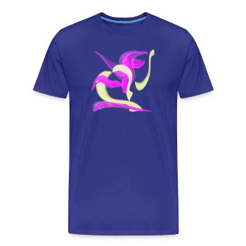 Tourbillon Rose Néon Jaune - T-shirt bio Premium Homme - bleu roi - Devant - Damien (186cm)