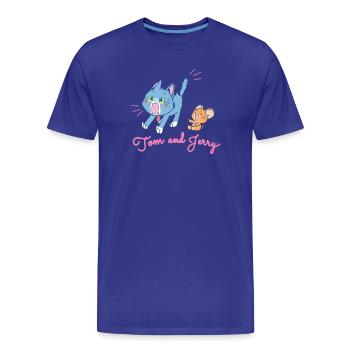 Tom & Jerry Gokko Tom Effrayé - T-shirt bio Premium Homme - bleu roi - Devant - Damien (186cm)
