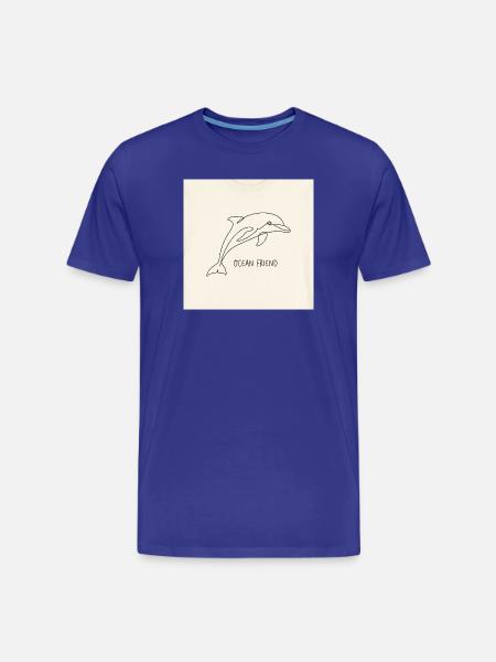 Dolphin Line Art: Ocean Friend - Men's Premium Organic T-Shirt - royal blue