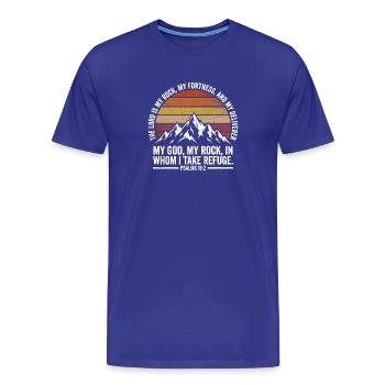 Mon Rocher - Psaume 18:2 - Design rétro Berge - T-shirt bio Premium Homme - bleu roi - Devant - Damien (186cm)