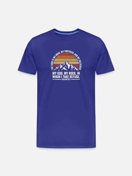 Mon Rocher - Psaume 18:2 - Design rétro Berge - T-shirt bio Premium Homme - bleu roi