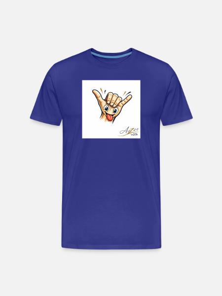 Cartone animato di Shaka Hand con la lingua - Maglietta ecologica premium da uomo - blue royal