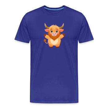 Acclamations de vaches des Highlands de Kawaii – Motif joyeux - T-shirt bio Premium Homme - bleu roi - Devant - Damien (186cm)