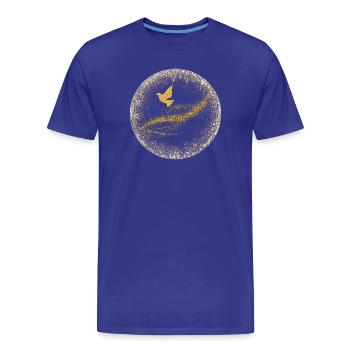 Cercle doré de paillettes avec oiseau - T-shirt bio Premium Homme - bleu roi - Devant - Damien (186cm)