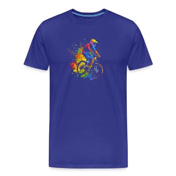 Cycliste VTT des années 90 - T-shirt bio Premium Homme - bleu roi - Devant - Damien (186cm)