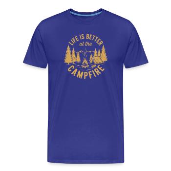 Randonnée - La vie est meilleure au feu de camp - T-shirt bio Premium Homme - bleu roi - Devant - Damien (186cm)