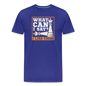 Échiquier des joueurs d’échecs - T-shirt bio Premium Homme - bleu roi - Devant - Damien (186cm)