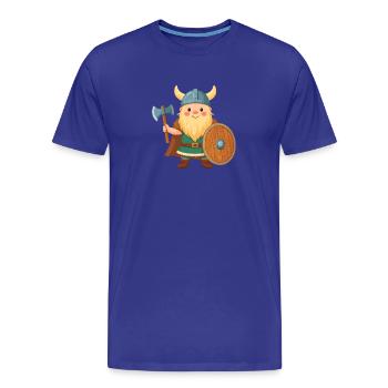 Petit Viking de dessin animé avec bouclier et hache de combat - T-shirt bio Premium Homme - bleu roi - Devant - Damien (186cm)
