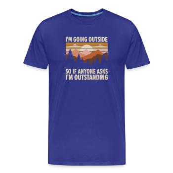 Je sors – Déclaration en plein air - T-shirt bio Premium Homme - bleu roi - Devant - Damien (186cm)