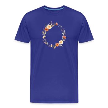 Couronne florale bohème personnalisable - T-shirt bio Premium Homme - bleu roi - Devant - Damien (186cm)
