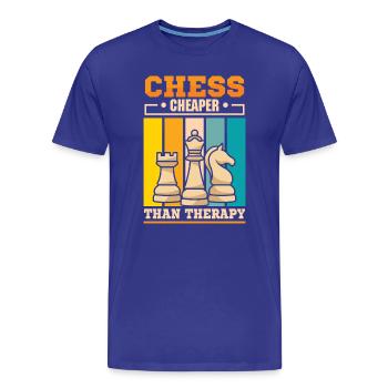 Échiquier des joueurs d’échecs - T-shirt bio Premium Homme - bleu roi - Devant - Damien (186cm)