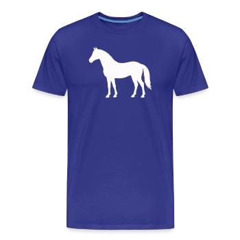 Silhouette du cheval en blanc sur fond noir - T-shirt bio Premium Homme - bleu roi - Devant - Damien (186cm)