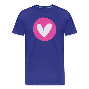 Rosa-Herz-Emblem auf kreisförmigem rosa Feld - Männer Premium Bio T-Shirt - Königsblau - Vorne - Damien (186cm)