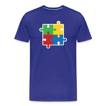 Icône du puzzle de l’autisme - T-shirt bio Premium Homme - bleu roi - Devant - Damien (186cm)