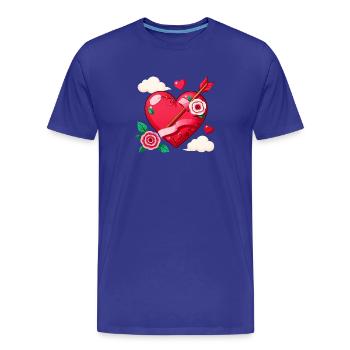 Art de la Saint-Valentin Rose Heart Arrow - T-shirt bio Premium Homme - bleu roi - Devant - Damien (186cm)