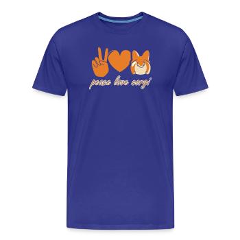 Cœur de paix et d'amour Corgi - T-shirt bio Premium Homme - bleu roi - Devant - Damien (186cm)