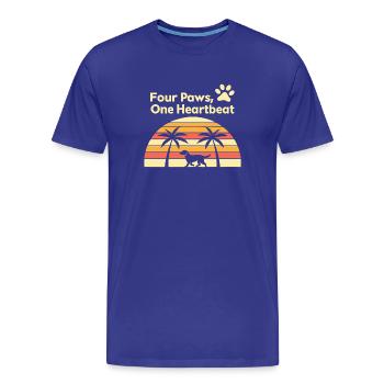 Quatre pattes et un motif de chien au coucher du soleil - T-shirt bio Premium Homme - bleu roi - Devant - Damien (186cm)