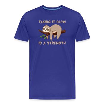 Paresseux Lent et Fort - T-shirt bio Premium Homme - bleu roi - Devant - Damien (186cm)