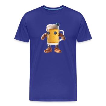 Personnage de la Chope de Bière avec des bras en saucisse - T-shirt bio Premium Homme - bleu roi - Devant - Damien (186cm)