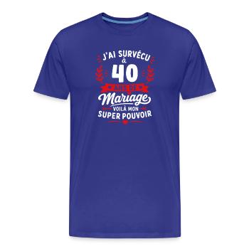 Survivant du mariage à 40 ans - T-shirt bio Premium Homme - bleu roi - Devant - Damien (186cm)