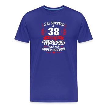 Survécu à 38 ans de mariage - T-shirt bio Premium Homme - bleu roi - Devant - Damien (186cm)