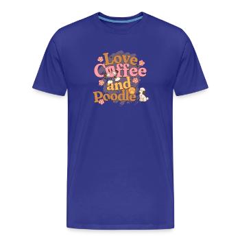 Love coffee and Poodle - Amour Café et Caniche - T-shirt bio Premium Homme - bleu roi - Devant - Damien (186cm)