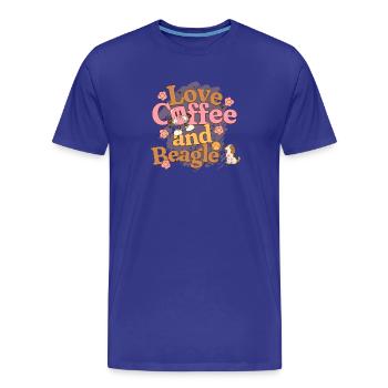 Love coffee and Beagle - amour du café et chiens - T-shirt bio Premium Homme - bleu roi - Devant - Damien (186cm)