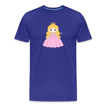 Princesse à la couronne et robe rose – Conte de fées - T-shirt bio Premium Homme - bleu roi - Devant - Damien (186cm)