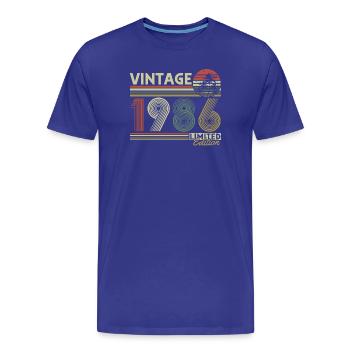 Vintage 1986 Vintage Cadeau d’anniversaire Rétro - T-shirt bio Premium Homme - bleu roi - Devant - Damien (186cm)