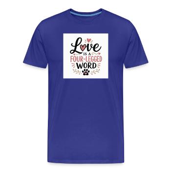 L’amour est un mot à quatre pattes - T-shirt bio Premium Homme - bleu roi - Devant - Damien (186cm)