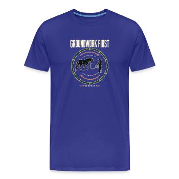 Diagramme de l’enclos du premier tour du travail de préparation de l’entraîneur cheval - T-shirt bio Premium Homme - bleu roi - Devant - Damien (186cm)