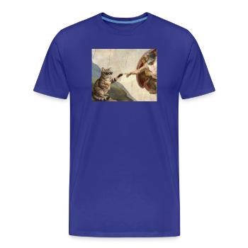 Chat gifle la main de Dieu Mème des chats drôles - T-shirt bio Premium Homme - bleu roi - Devant - Damien (186cm)