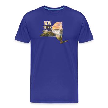 Carte aquarelle de l’État de New York - T-shirt bio Premium Homme - bleu roi - Devant - Damien (186cm)
