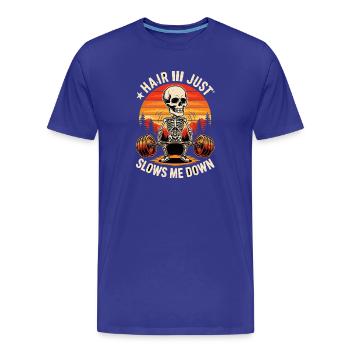 Les cheveux me ralentissent juste Bodybuilder squelette - T-shirt bio Premium Homme - bleu roi - Devant - Damien (186cm)